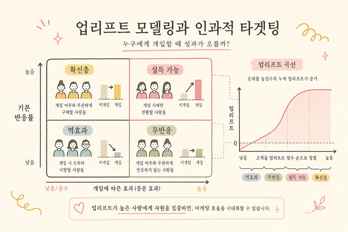 uplift modeling 방법론의 세 갈래 접근을 보여주는 인포그래픽